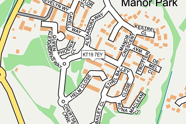 KT19 7EY map - OS OpenMap – Local (Ordnance Survey)