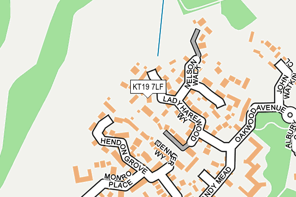 KT19 7LF map - OS OpenMap – Local (Ordnance Survey)