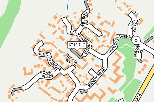 KT19 7LG map - OS OpenMap – Local (Ordnance Survey)