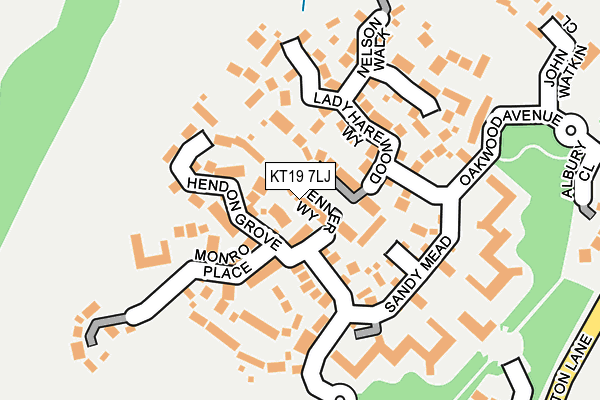 KT19 7LJ map - OS OpenMap – Local (Ordnance Survey)