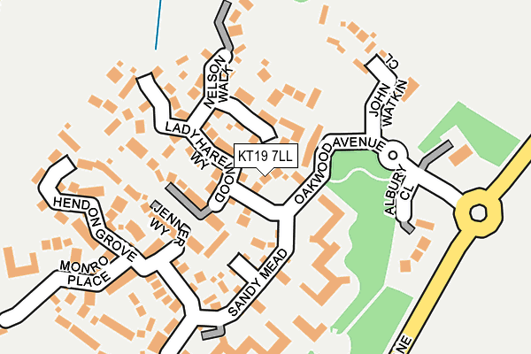 KT19 7LL map - OS OpenMap – Local (Ordnance Survey)