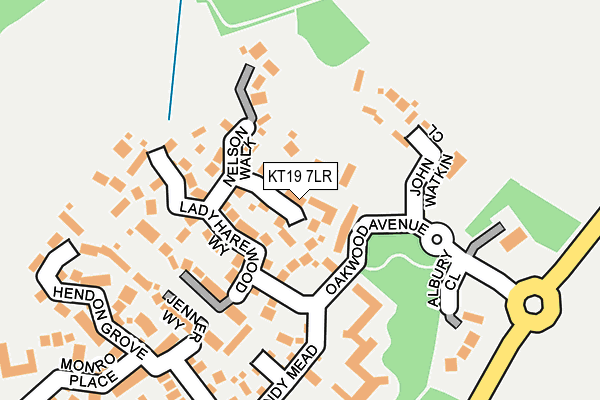 KT19 7LR map - OS OpenMap – Local (Ordnance Survey)