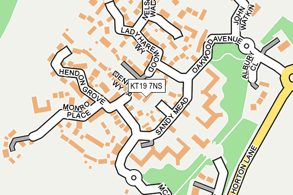 KT19 7NS map - OS OpenMap – Local (Ordnance Survey)