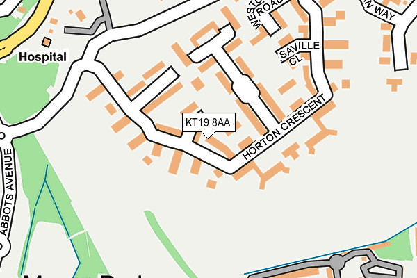KT19 8AA map - OS OpenMap – Local (Ordnance Survey)