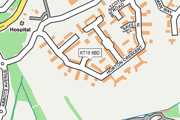 KT19 8BD map - OS OpenMap – Local (Ordnance Survey)