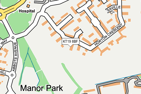 KT19 8BF map - OS OpenMap – Local (Ordnance Survey)