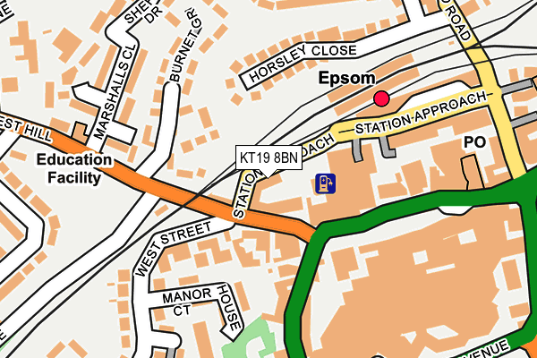 KT19 8BN map - OS OpenMap – Local (Ordnance Survey)
