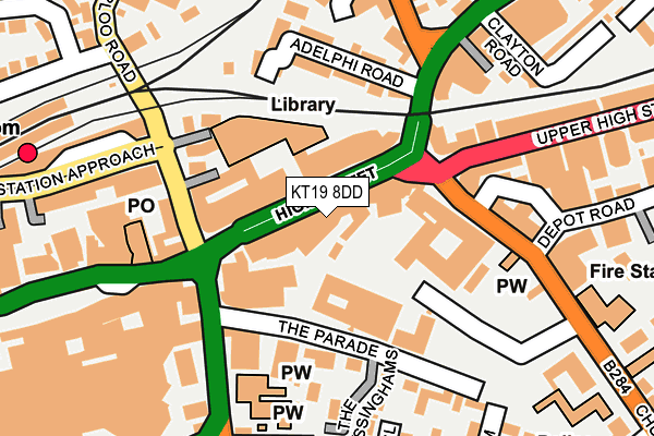 KT19 8DD map - OS OpenMap – Local (Ordnance Survey)