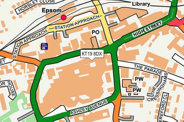 KT19 8DX map - OS OpenMap – Local (Ordnance Survey)