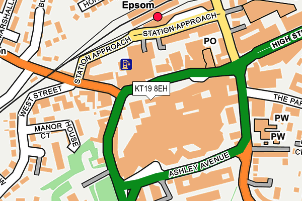 KT19 8EH map - OS OpenMap – Local (Ordnance Survey)