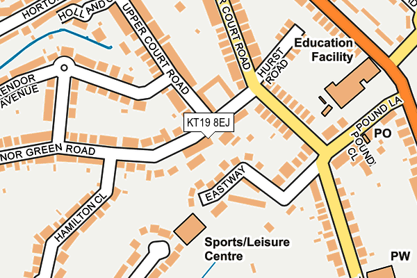 KT19 8EJ map - OS OpenMap – Local (Ordnance Survey)