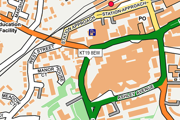 KT19 8EW map - OS OpenMap – Local (Ordnance Survey)