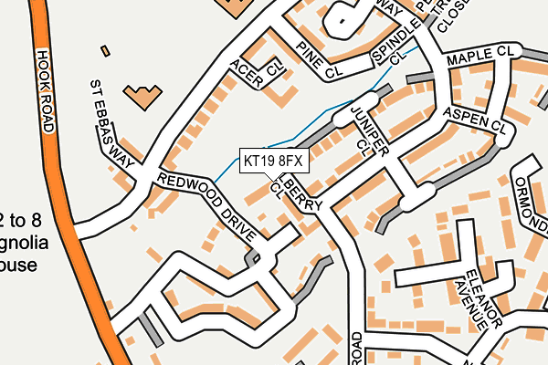 KT19 8FX map - OS OpenMap – Local (Ordnance Survey)