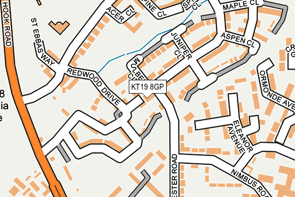 KT19 8GP map - OS OpenMap – Local (Ordnance Survey)