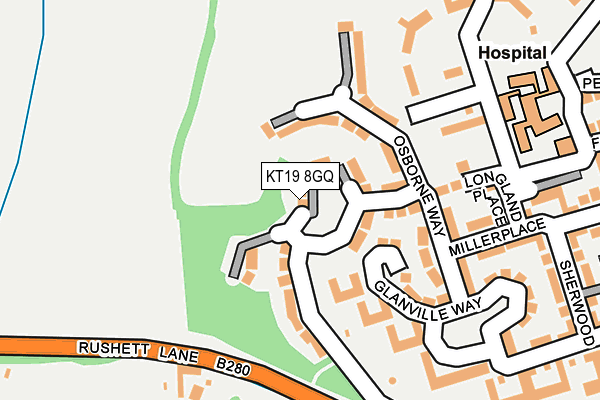 KT19 8GQ map - OS OpenMap – Local (Ordnance Survey)