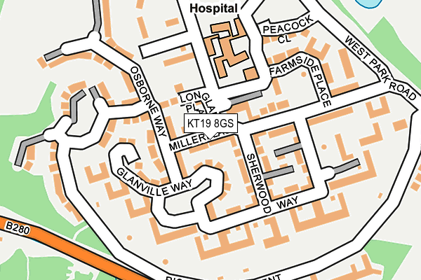 KT19 8GS map - OS OpenMap – Local (Ordnance Survey)