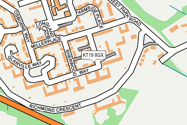 KT19 8GX map - OS OpenMap – Local (Ordnance Survey)