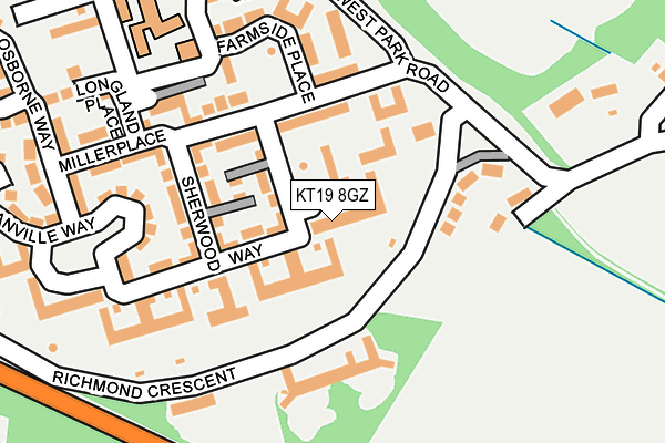 KT19 8GZ map - OS OpenMap – Local (Ordnance Survey)