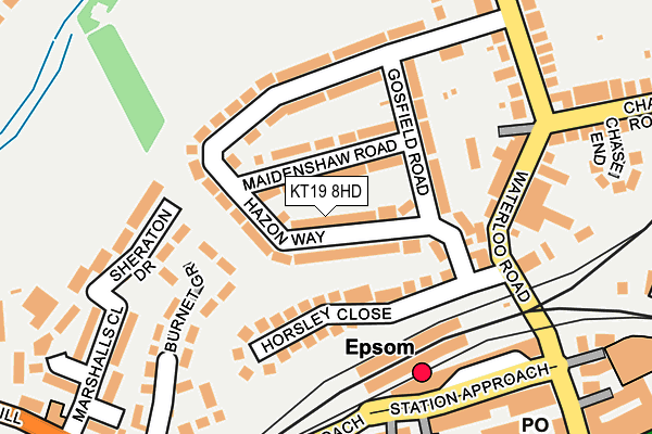 KT19 8HD map - OS OpenMap – Local (Ordnance Survey)