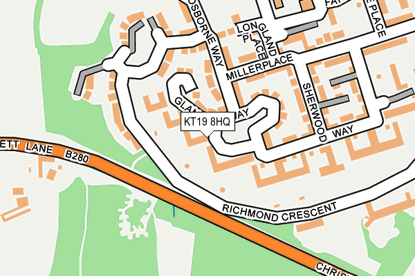 KT19 8HQ map - OS OpenMap – Local (Ordnance Survey)