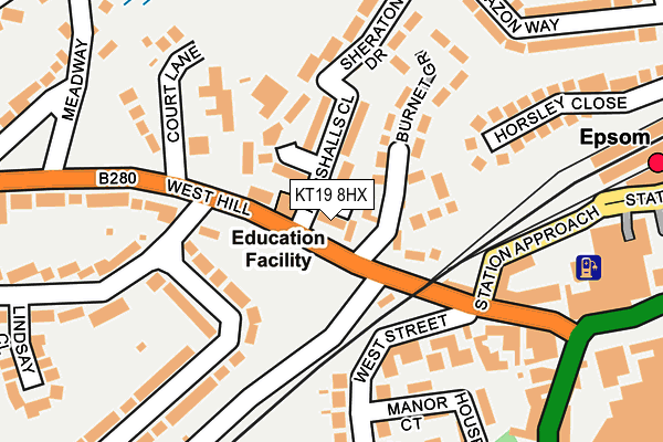 KT19 8HX map - OS OpenMap – Local (Ordnance Survey)