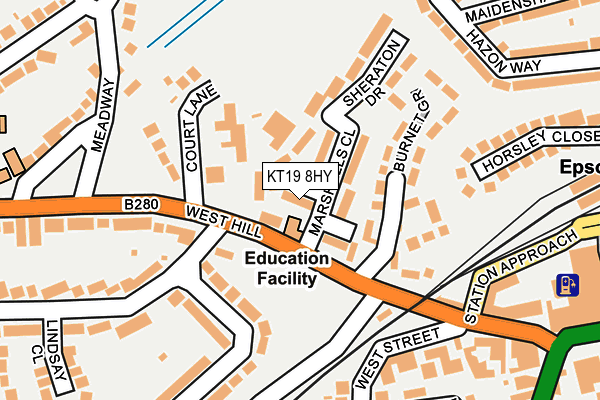 KT19 8HY map - OS OpenMap – Local (Ordnance Survey)