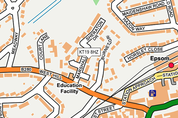 KT19 8HZ map - OS OpenMap – Local (Ordnance Survey)