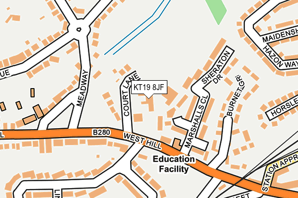 KT19 8JF map - OS OpenMap – Local (Ordnance Survey)
