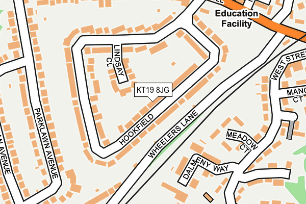 KT19 8JG map - OS OpenMap – Local (Ordnance Survey)