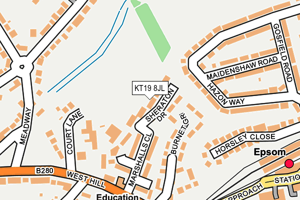 KT19 8JL map - OS OpenMap – Local (Ordnance Survey)