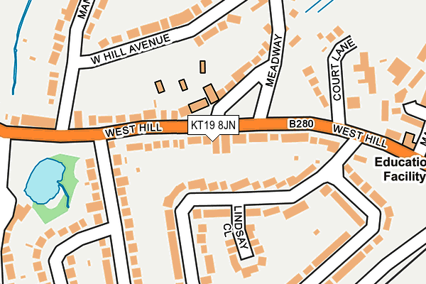 KT19 8JN map - OS OpenMap – Local (Ordnance Survey)