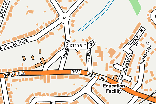 KT19 8JP map - OS OpenMap – Local (Ordnance Survey)