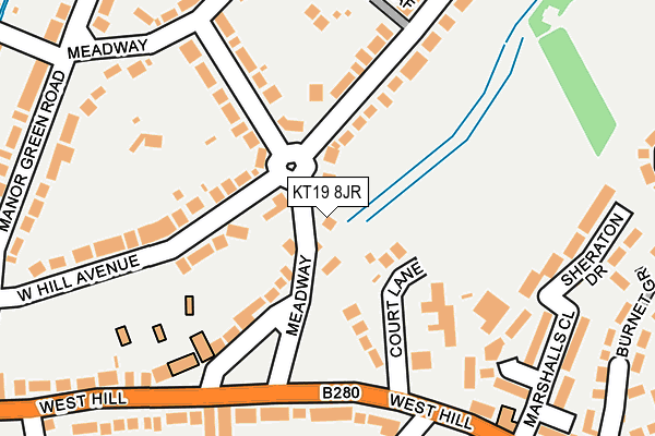 KT19 8JR map - OS OpenMap – Local (Ordnance Survey)