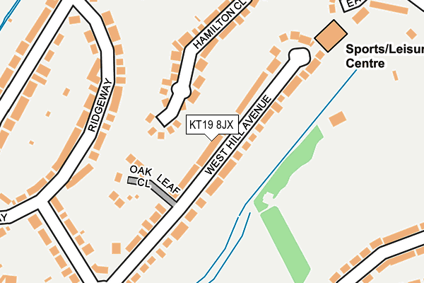 KT19 8JX map - OS OpenMap – Local (Ordnance Survey)