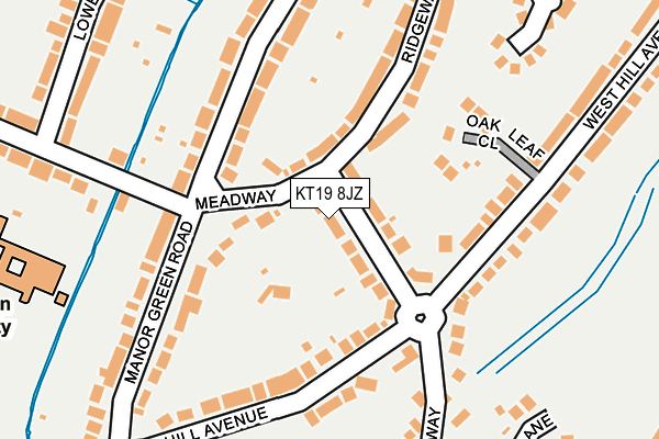 KT19 8JZ map - OS OpenMap – Local (Ordnance Survey)