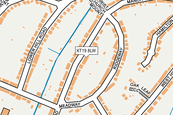 KT19 8LW map - OS OpenMap – Local (Ordnance Survey)