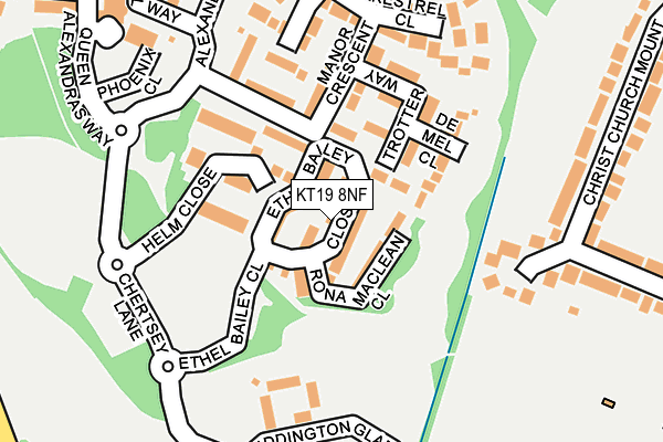 KT19 8NF map - OS OpenMap – Local (Ordnance Survey)