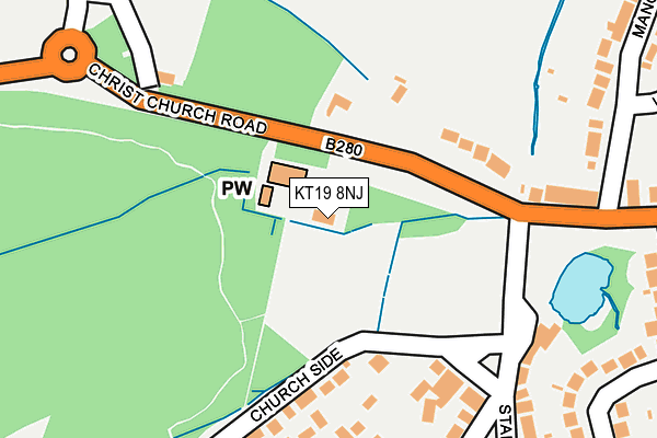KT19 8NJ map - OS OpenMap – Local (Ordnance Survey)