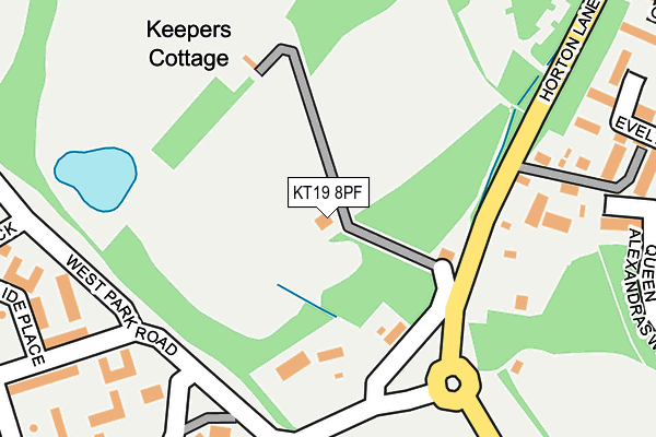 KT19 8PF map - OS OpenMap – Local (Ordnance Survey)