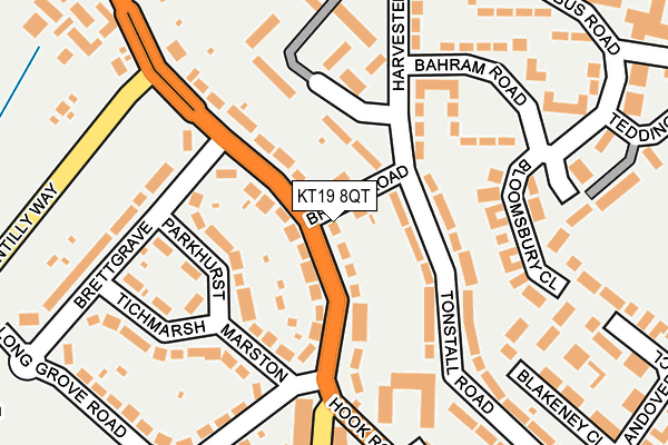 KT19 8QT map - OS OpenMap – Local (Ordnance Survey)