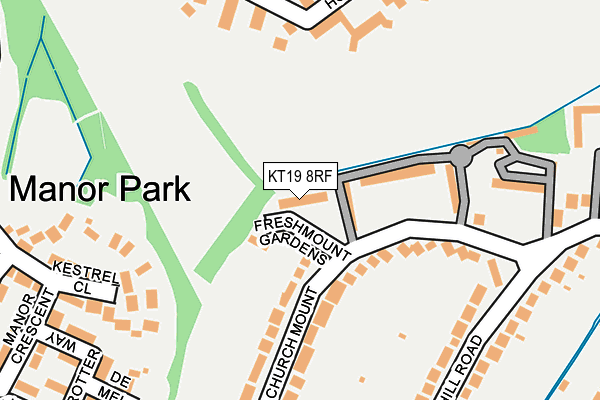 KT19 8RF map - OS OpenMap – Local (Ordnance Survey)