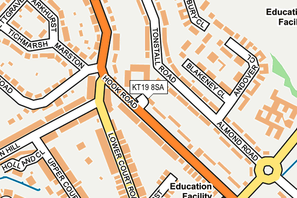 KT19 8SA map - OS OpenMap – Local (Ordnance Survey)
