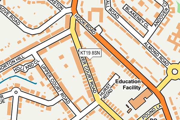 KT19 8SN map - OS OpenMap – Local (Ordnance Survey)
