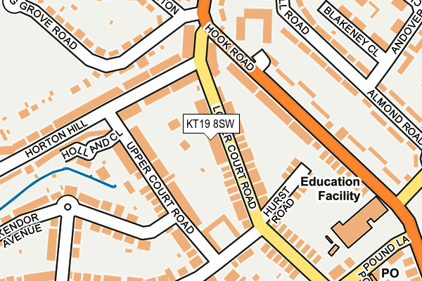 KT19 8SW map - OS OpenMap – Local (Ordnance Survey)