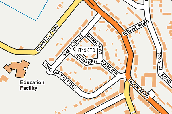 KT19 8TD map - OS OpenMap – Local (Ordnance Survey)