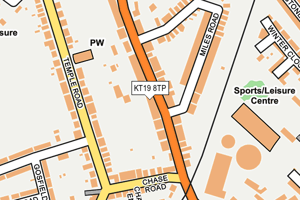 KT19 8TP map - OS OpenMap – Local (Ordnance Survey)