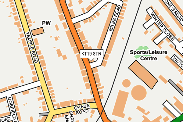 KT19 8TR map - OS OpenMap – Local (Ordnance Survey)