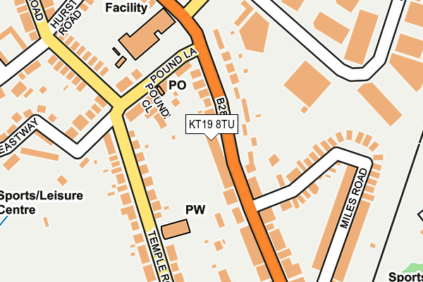 KT19 8TU map - OS OpenMap – Local (Ordnance Survey)