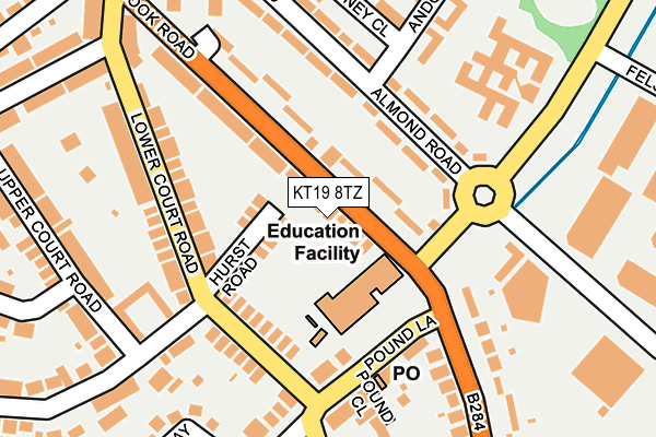 KT19 8TZ map - OS OpenMap – Local (Ordnance Survey)