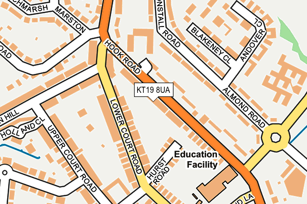 KT19 8UA map - OS OpenMap – Local (Ordnance Survey)